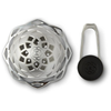 Kaloud Lotus II heat management device in silver with matching key, top view showing the ventilated flower pattern design